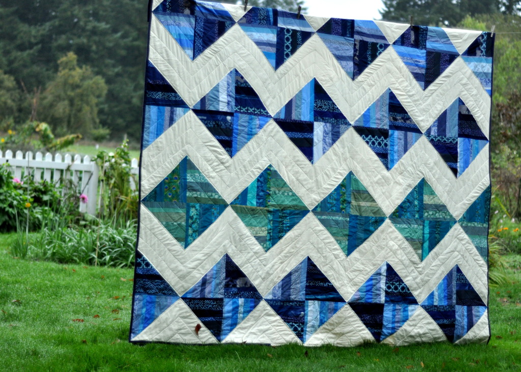 Blue and Green Diamonds by Pieced Together Quilts
