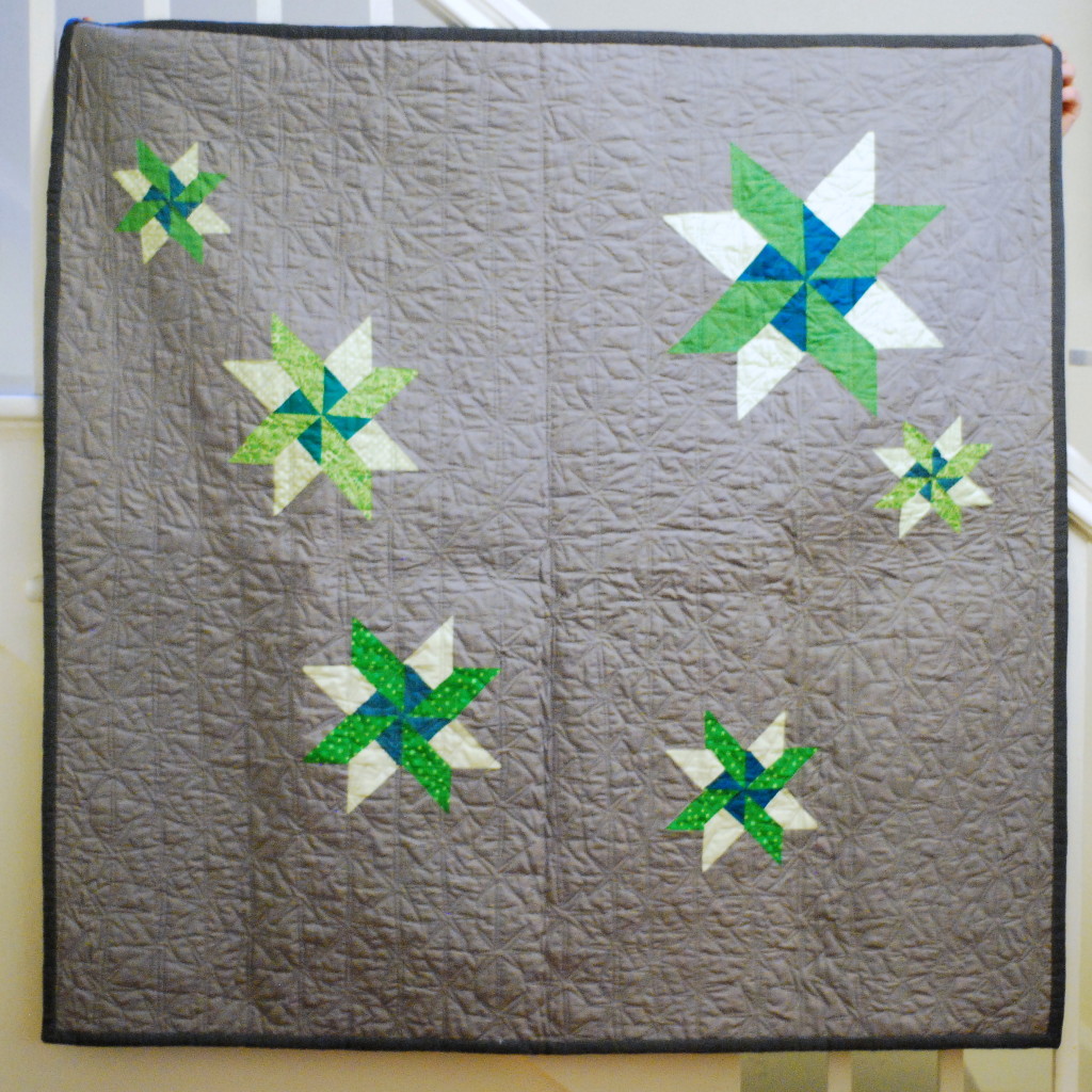 Grey and Green Star Baby Quilt by PiecedTogether Quilts